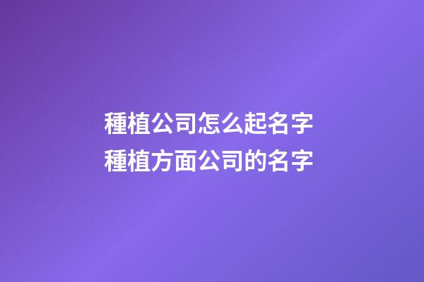 種植公司怎么起名字 種植方面公司的名字-第1張-公司起名-玄機派